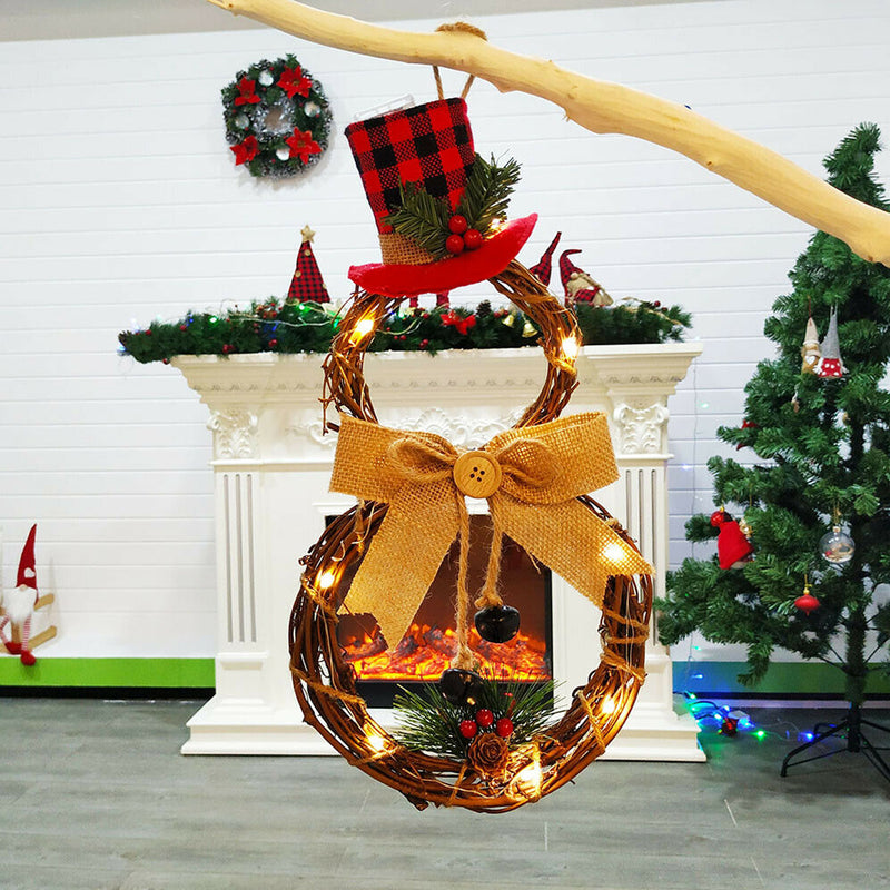 Christmas LED Wreath Garland Ornament Hanging Xmas Party Door Wall Home Decorations