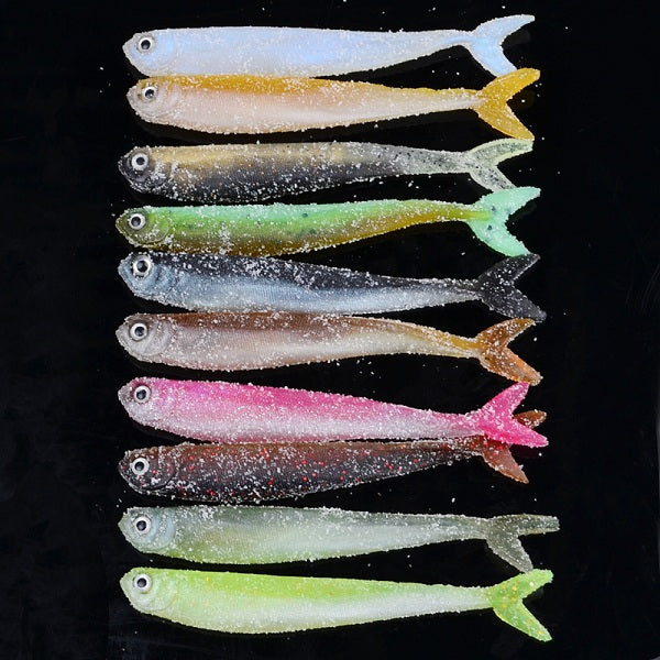 Proberos 10Pcs False Baits Fishing Lures 8.9cm Classic Soft Fishing Baits