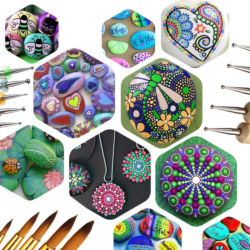 24pcs Mandala Dotting Tools Rock Painting Kit Dot nail Art Pen Paint Stencil