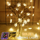 3M 20LED Battery Operated Snowflake Fairy String Light Christmas Wedding Holiday Festival Decor