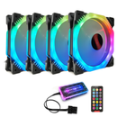 Coolmoon 4PCS 12cm Multilayer Backlit RGB CPU Cooling Fan PC Heatsink with the RF Wireless Remote Control