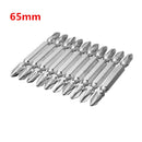 10pcs 65mm PH2 S2 Alloy Steel Magnetic Double Head Electric Screwdriver Bit Set