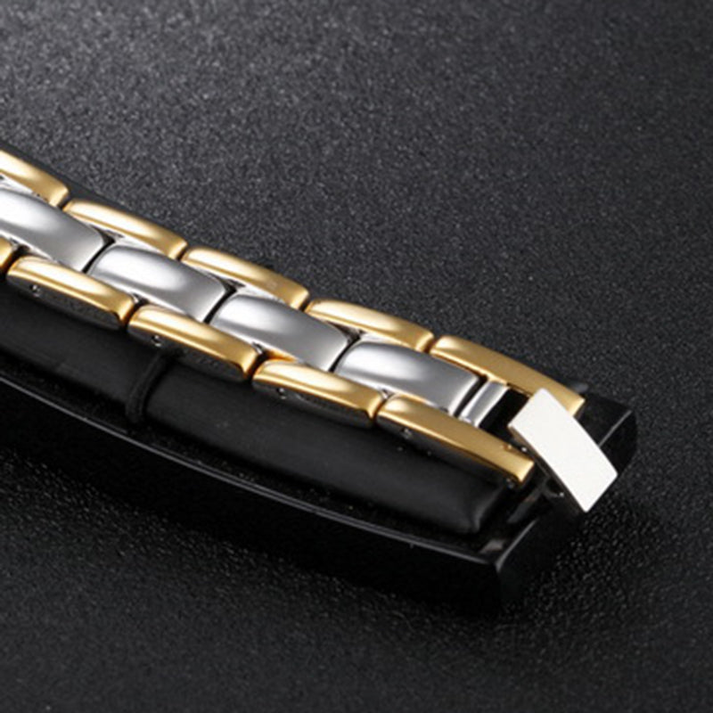 Classic Glossy Gold Business Health Titanium Steel Male Bracelet
