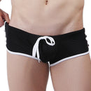Swimming Trunks Drawstring Boxer Patchwork Side Button Swimsuits for Men