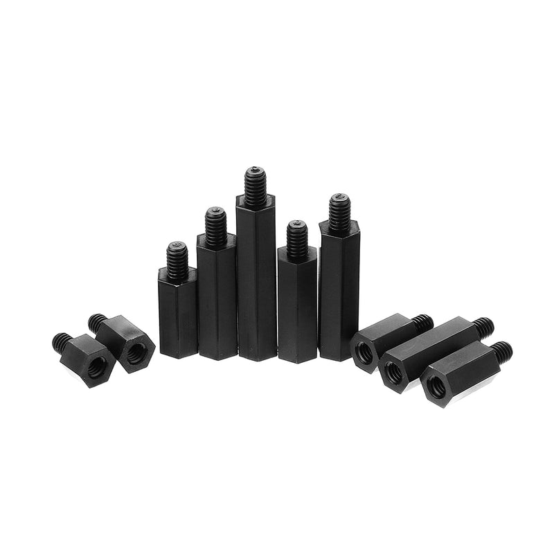 Suleve M4NH4 110Pcs M4 Nylon Hex Screw Black/White Female to Male PCB Standoff Column Set