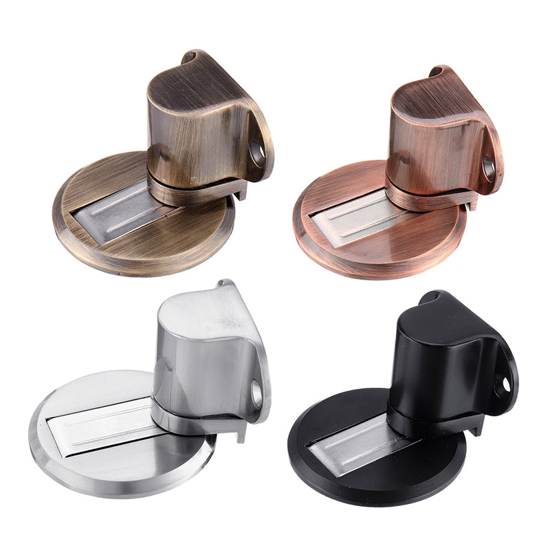 Solid Heavy Duty Zinc Alloy Adjustable Magnetic Door Stopper Hidden Floor Mount Door Catch Free Punching Door Holder w/ 3M Sticker