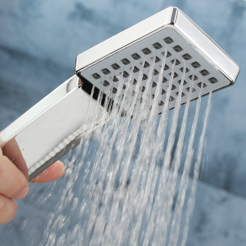 Square Hand Shower Head Hand-held Spray Mixer Set Head & Hose & Bracket Kits Bathroom