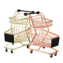 Children Mini Metal Shopping Trolley Kids Pretend Role Play Desktop Organizer Toy