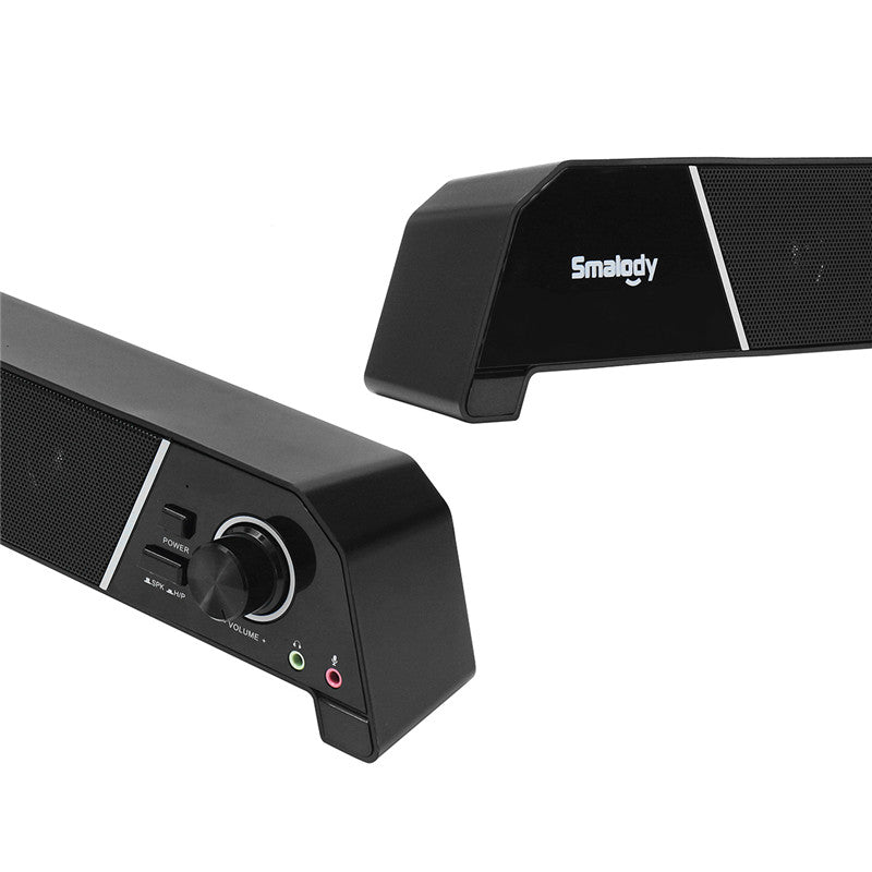 Smalody Computer Speaker 8W Super Bass HIFI Sound 3.5mm Jack USB Powered Wired TV Speaker Soundbar