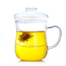Glass Cup Lid Filter Tea Transparent Heat Resistant
