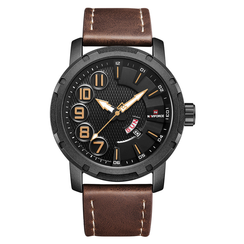 NAVIFORCE 9154 Unique Design Waterproof Men Watch Week Display Sport Quartz Watches