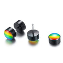 Fashion Rainbow Magnetic Rounded Ear Clip Studs Stainless Steel Earring Non Piercing