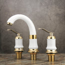 Basin Sink Faucet Hot and Cold Water Deck Mount Bathroom Mixer Taps W/2 Handles