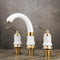 Basin Sink Faucet Hot and Cold Water Deck Mount Bathroom Mixer Taps W/2 Handles