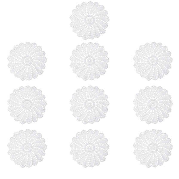 10Pcs/Set Hand Crocheted Doilies Cotton Woven Round Cup Dish Table Tablecloth Placemat Decorations