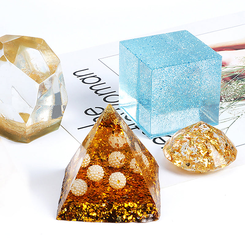 33Pcs/Set Resin Mould Resin Silicone Casting Molds Epoxy w/ 2 Pack Measuring Cups & Wood Sticks Flash Powder