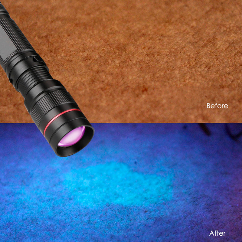 XANES Zoomable Led UV Flashlight Torch Ultra Violet Light UV 395nm Purple Flashlight Lamp AA Battery