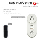 MoesHouse US Zig Bee Dual USB Smart WiFi Socket Plug App Remote Control Echo Plus Voice Control Work with Alexa Google Home