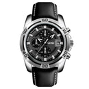 SKMEI 9156 Sport Watch Chronograph Leather Strap Waterproof Men Quartz Wrist Watch
