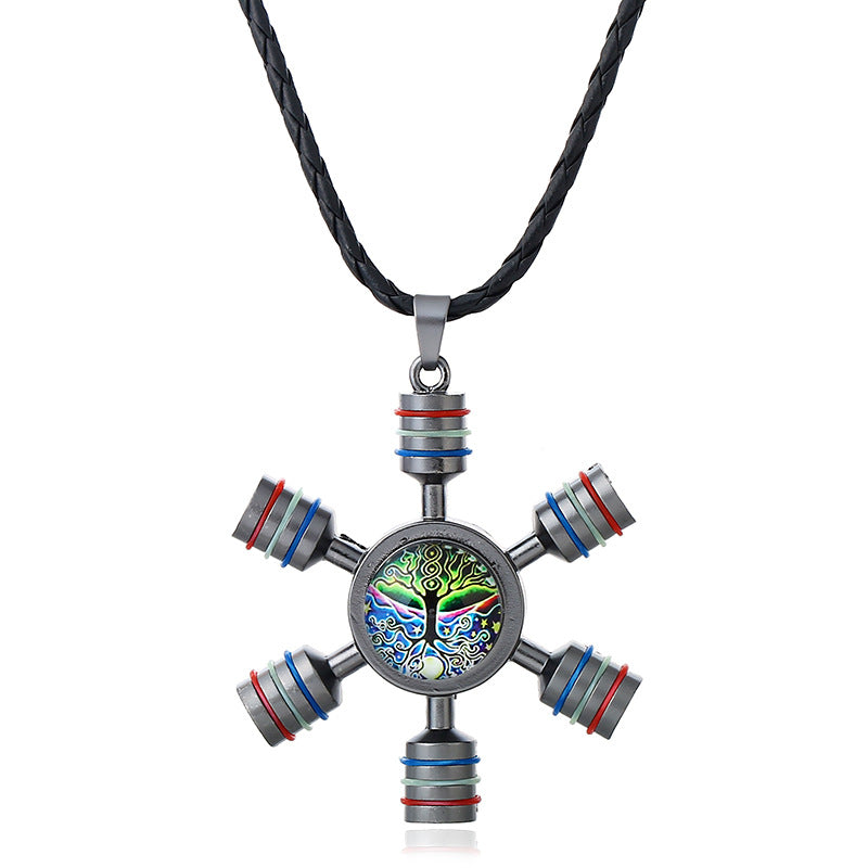 Unisex Fidget Spinner Pendant Necklace Tree of Life Chain for Women Men