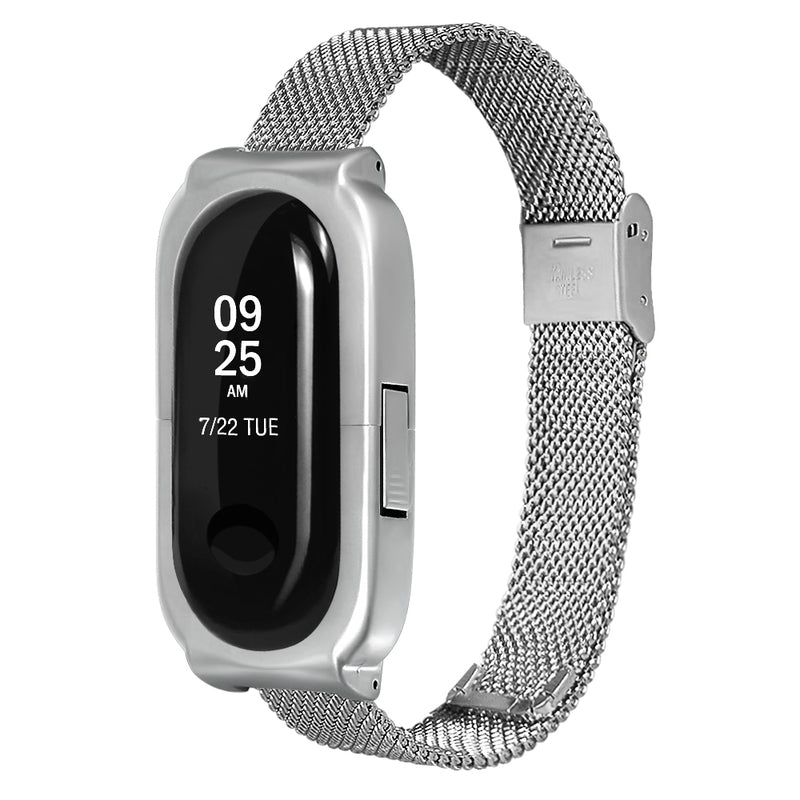 Bakeey Anti-lost Design Mesh Stainless Steel Watch Band for Xiaomi Miband 3