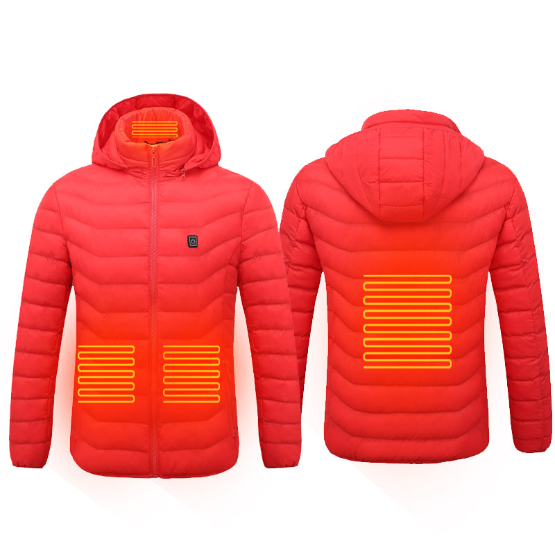 Electric USB Intelligent Heated Warm Back Abdomen Neck Cervical Spine Hooded Winter Jacket Motorcycle Skiing Riding Coats