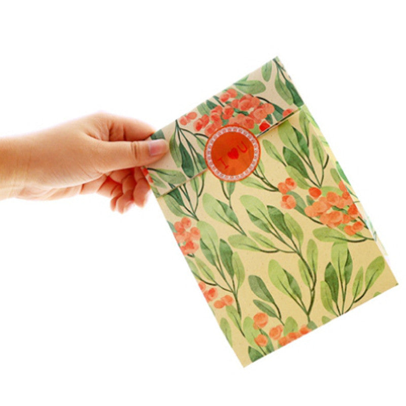 Flowers Art Craft Gift Wrapping Paper Bag Candy Food Gift Bags with Sticker for Christmas Wedding Party