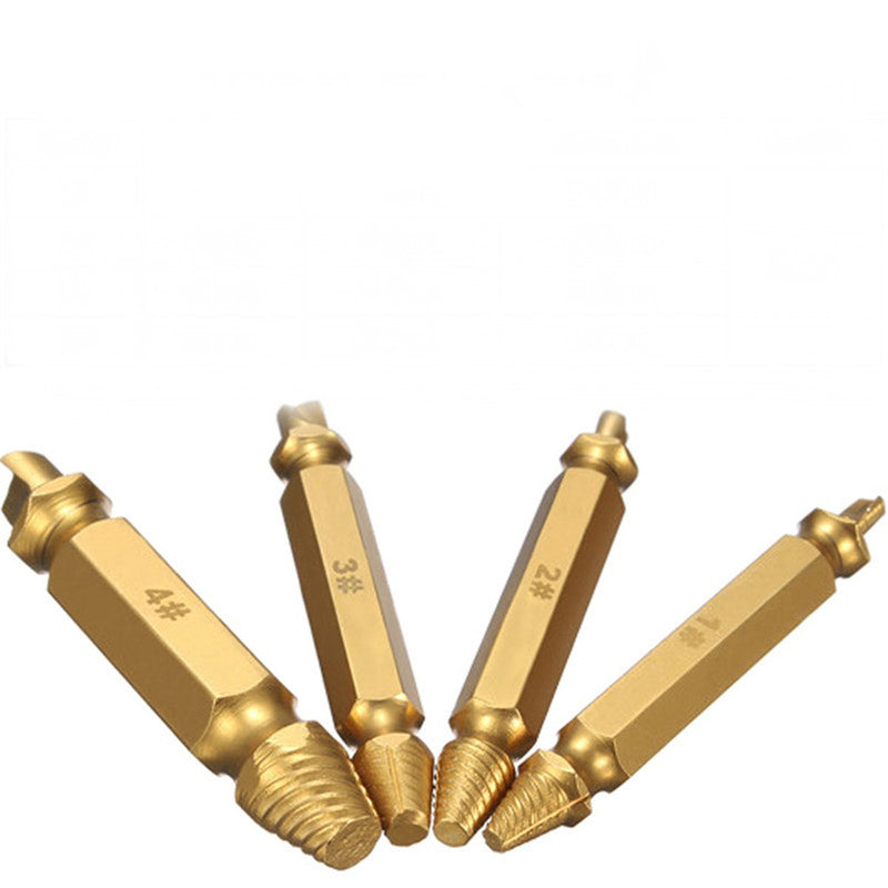 4pcs Damaged Screw Extractor for Removing Metal Stripped Screw Tool