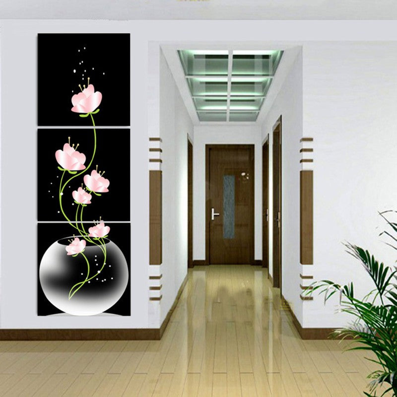 40x40cm Combination Canvas Print Painting 3Pcs Flowers Lotus Printed On Canvas Home Paper Art