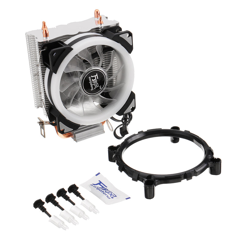 9CM Double Copper Tube Aurora DIY Game Cooling Fan CPU Radiator For 775/115x/1366/AMD Series