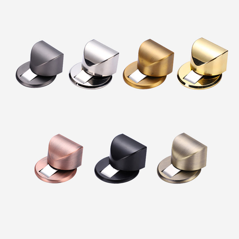 Solid Heavy Duty Zinc Alloy Magnetic Door Stopper Hidden Floor Mount Door Catch Free Punching Door Holder w/ 3M Sticker