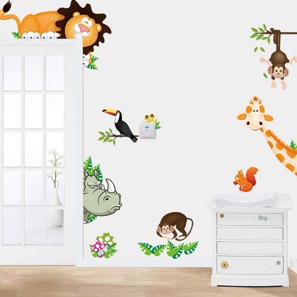 Cartoon Animal Wall Sticker Living Room Home Decoration Creative Decal DIY Mural Wall Art