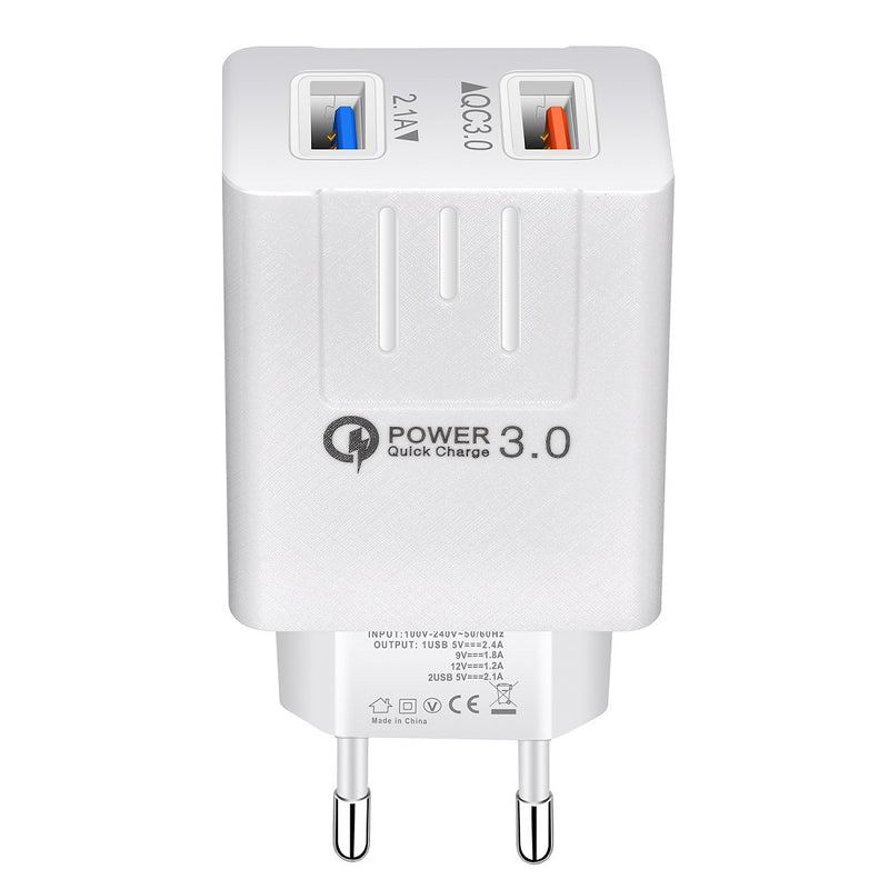 EU QC3.0 Dual USB Charger Power Adapter for Tablet Smartphone