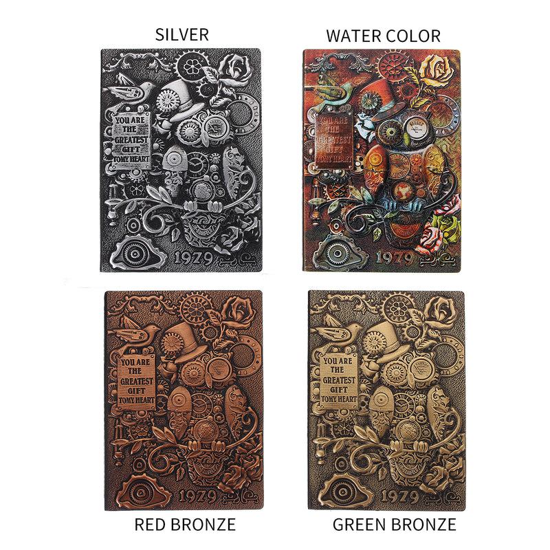 Home Gift Journal PU Cover Writing Pads Hardcover Travel Retro Embossed Notebook Handcraft Diary School