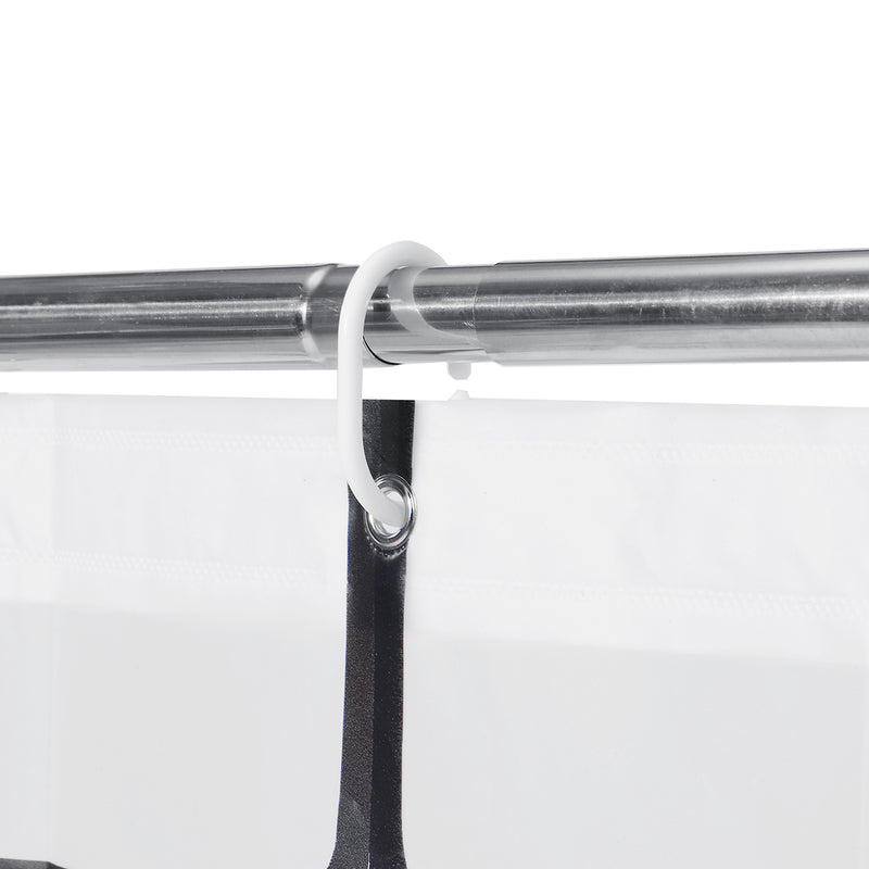 Adjustable Stainless Steel Shower Curtain Rod Curved Pole Bathtub Hooks