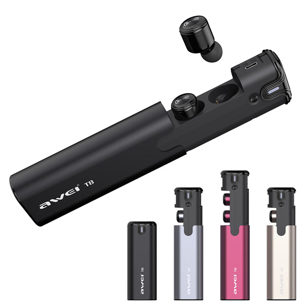 [Truly Wireless] AWEI T8 Mini Stereo Heavy Bass bluetooth Earphones With Charger Box Power Bank