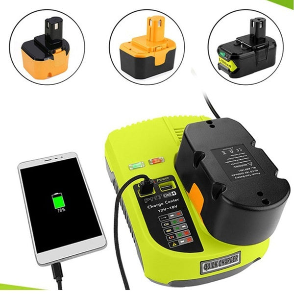 100-260V Universal Battery Charger For Ryobi 12V-18V Li-ion Ni-CD Ni-MH Battery