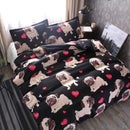 3 PCS Bedding Sets Animal Lovely Dog Printing Quilt Cover Pillowcase For Full Size