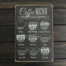 Coffee Menu Sheet Metal Drawing Metal Painting Tin Cafe Wall Tavern Poster Sign