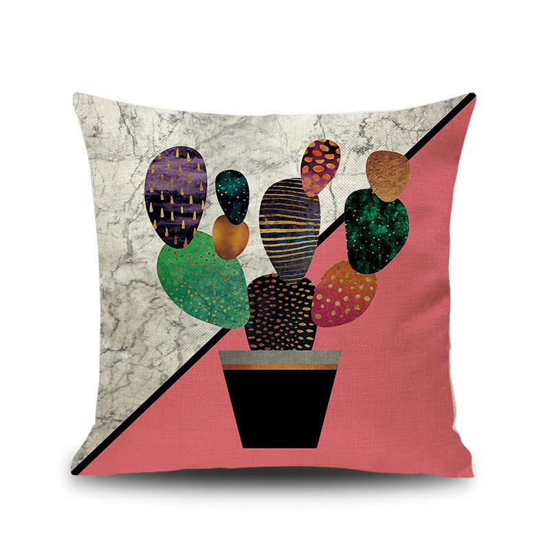 INS Nordic Pineapple Cactus Geometric Style Linen Cushion Cover Home Sofa Art Decor Seat Pillow Case