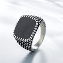 REZEX Retro Drops Ring Polka Dot Square Men's Stainless Steel Ring Men Jewlery With Case