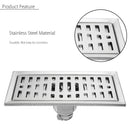 200x100mm Stainless Steel Rectangle Shower Floor Drain Removable Strainer Linear Quick Drain Grate