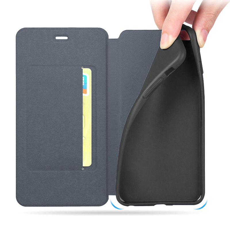 For OnePlus 7 Case Bakeey Flip with Stand Card Slot Full Body Brushed Leather Shockproof Soft Protective Case