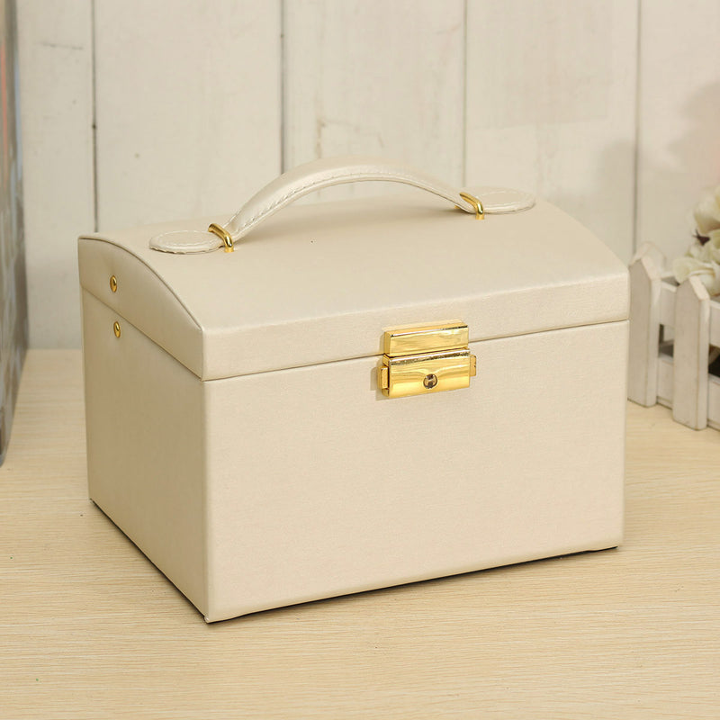 3 Layers Drawer With Mirror Velvet Jewelry Box Necklace Ring Storage Organizer Case