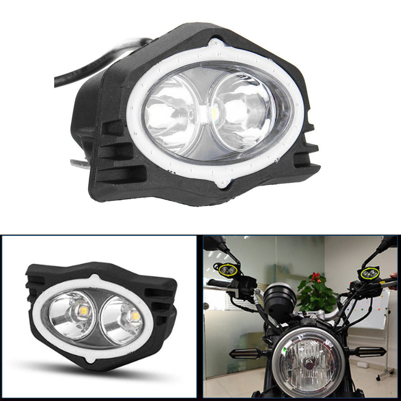 10W 7000K 10-80V LED Motorcycle Owl-shaped Front-view Auxiliary Spotlight Headlights