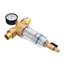 TMOK Water Pre Filter System 3/4" & 1" Brass Mesh Prefilter Purifier w/ Reducer Adapter & Gauge