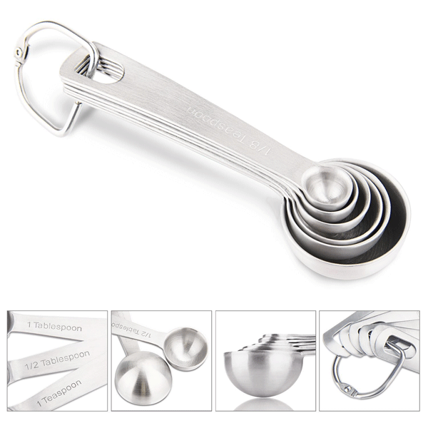 Honana CF-MS06 6 Pcs Stainless Steel Measuring Spoon Set for Measuring Dry and Liquid Ingredients