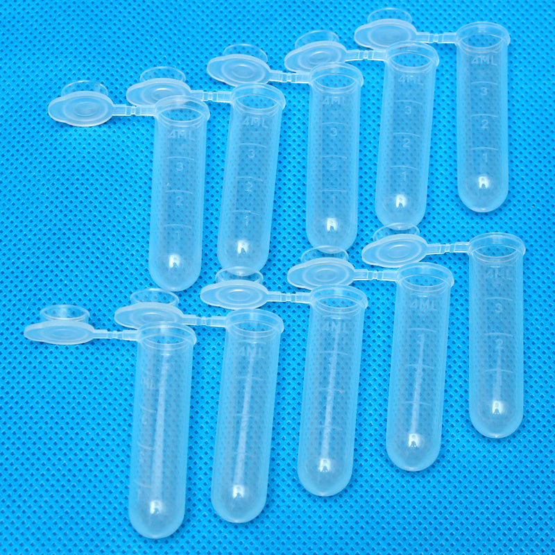 50pcs 5mL Disposable Graduated Clear Plastic Centrifuge Test Tube Vial Round Bottom Snap Cap
