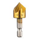Drillpro 6pcs 6-19mm Countersink Drill Bit 5 Flutes Hex Shank Titanium Coated Chamfer Cutter Set