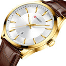 CURREN 8365 Leather Strap Date Display Quartz Watch Metal Case Men Wrist Watch
